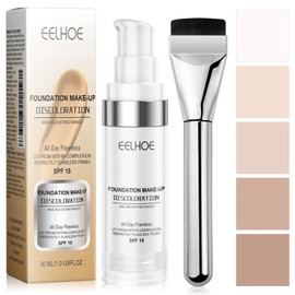 30 ml Foundation Colour Changing, Colour-Changing Foundation for Mature Skin with SPF15 & Brush - 24H Concealer Long Lasting Moisture Waterproof Brightening Skin Make Up Skin Tone Matching