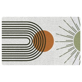 URLLUAE Abstract Boho Door Mat, Modern Century Modern Boho Terracotta Sun Welcome Mats Doormat for Front Door Porch Indoor Outdoor Entrance Entryway, Sun Bath Mat, 17x30 Inch