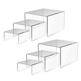 BlueValley Acrylic Display Risers, Clear Product Stand, Jewelry Display Riser,Shelf Showcase Fixtures For Collectibles Display (3 Sizes M)