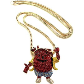 Shiny Jewelers USA HIP HOP ICED KOOL AID PENDANT & 4mm/36 FRANCO CHAIN or CZ MIAMI CUBAN CHAIN NECKLACE (Gold Franco Chain)