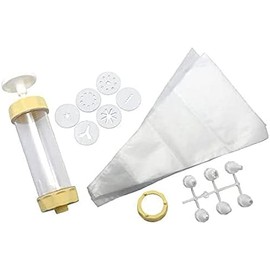 Zenker 15285 Pastry and Decorating Set, Piping Bag, Nozzles, Pastry Press, Plastic, Cream/White