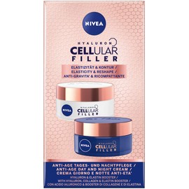 NIVEA Hyaluronic Cellular Filler Elasticity & Contour Day and Night Care Set, Gift Set with Day Cream (50 ml) and Night Cream (50 ml), Nourishing Gift Box