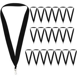 Songholee Medal Lanyards, 20 Pieces, Flat Neck Ribbons with Keychain Hook, Polyester (Black)