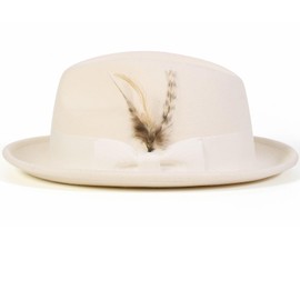 MONTIQUE Fedora Hats for Men – Winter Dress Hat for Men, Snap Brim, Crushable, 100% Elegant Winter Wool Felt Fedora - Unique Gifts for Men - H-10, S, White