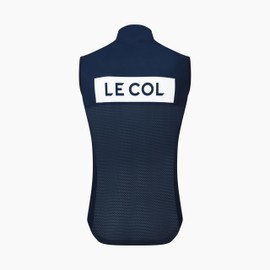 LE COL Men's Sport Logo Gilet | Sleeveless Cycling Jacket | Windproof, Showerproof, Reflective Tabs (US, Regular, Large, Navy/White)