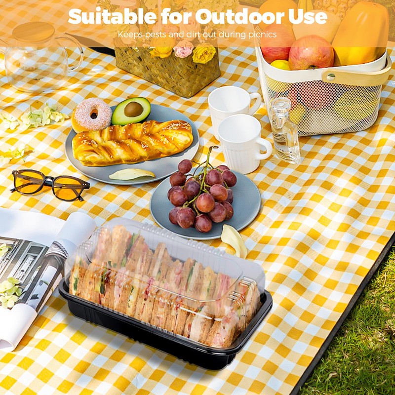 HIYAA Sandwich Platter Trays With Lids, Pack of 6 Reusable
