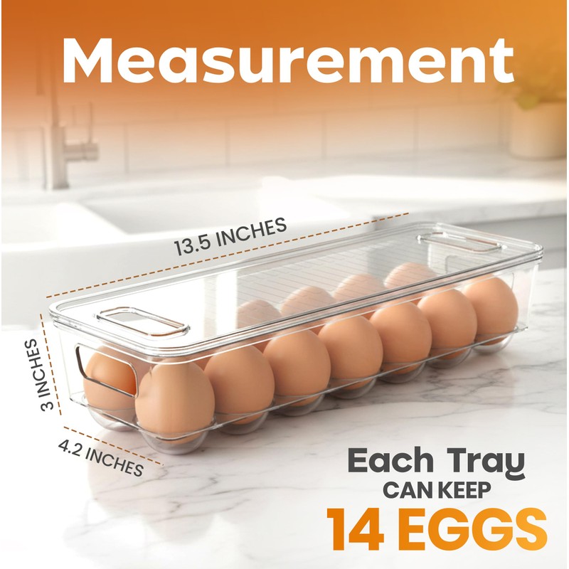 Utopia Home Egg Container With Lid and Handle for Refrigerator