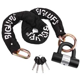 Candado Cadena Bicicleta Motocicleta BIGLUFU 10mm*1.2m Negro Llave