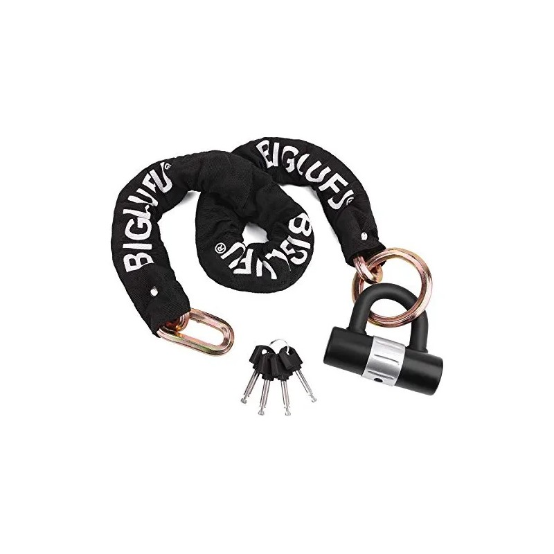 Candado Cadena Bicicleta Motocicleta BIGLUFU 10mm*1.2m Negro Llave