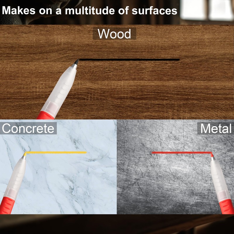HAUTMEC 2 Pcs 3-in-1 Carpenter Pencils with Removable Finger Grip,