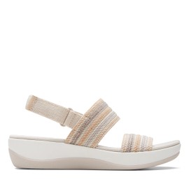 Clarks Women's Arla Stroll Flat Sandal, Beige Combi, 7.5