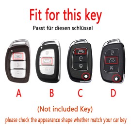 HIBEYO Folding Car Key Case Suitable for Hyundai Protective Key Case Cowhide Cover for Hyundai i20 i30 iX20 iX35 Elantra i40 Tucson Santafe with Key Ring 3 Buttons Accessories Black C
