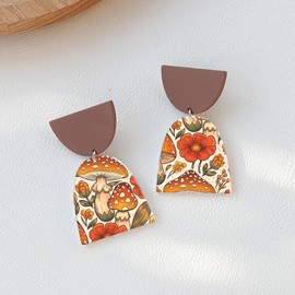 10 Pcs Mushroom Clay Transfer Paper for Earrings Jewelry, 2 Type Colorful Mushroom Pattern Polymer Clay Transfer Paper, Water Soluble Decal Sheets for Clay Earrings Jewelry Making 5.82X3.93inch