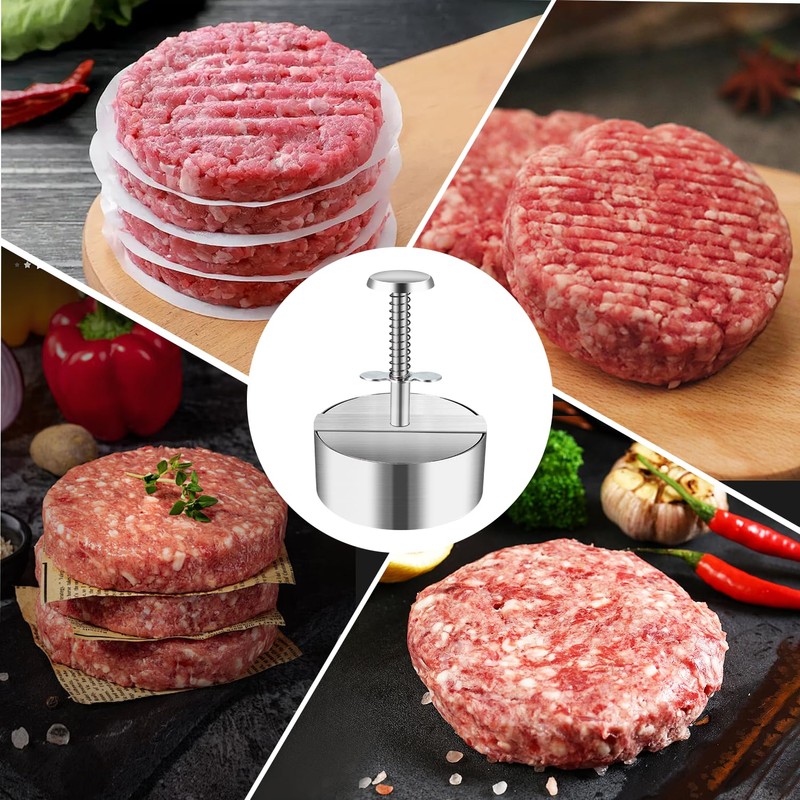 Stainless Steel Burger Press, Adjustable Hamburger Patty Maker, Meat Patty