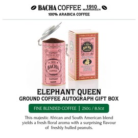 Bacha Coffee | Elephant Queen Fine Blended Coffee, Autograph Collection, 100% Arabica Ground Beans, Medium Dark Roast, 250g