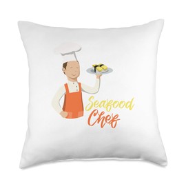 Ironic Cooking & Baking Shrimp Chef Quotes Seafood Chef Hobby Cuisine Delicious Shrimp Meals Throw Pillow, 18x18, Multicolor