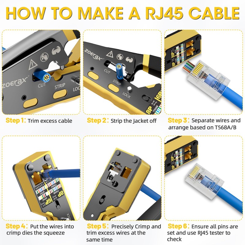ZOERAX RJ45 Crimping Tool Ethernet Crimp Tool Crimper for RJ11