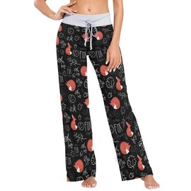 Women's Pajama Pants Forest Fox Sleepwear Lounge Pajama Bottoms Black S