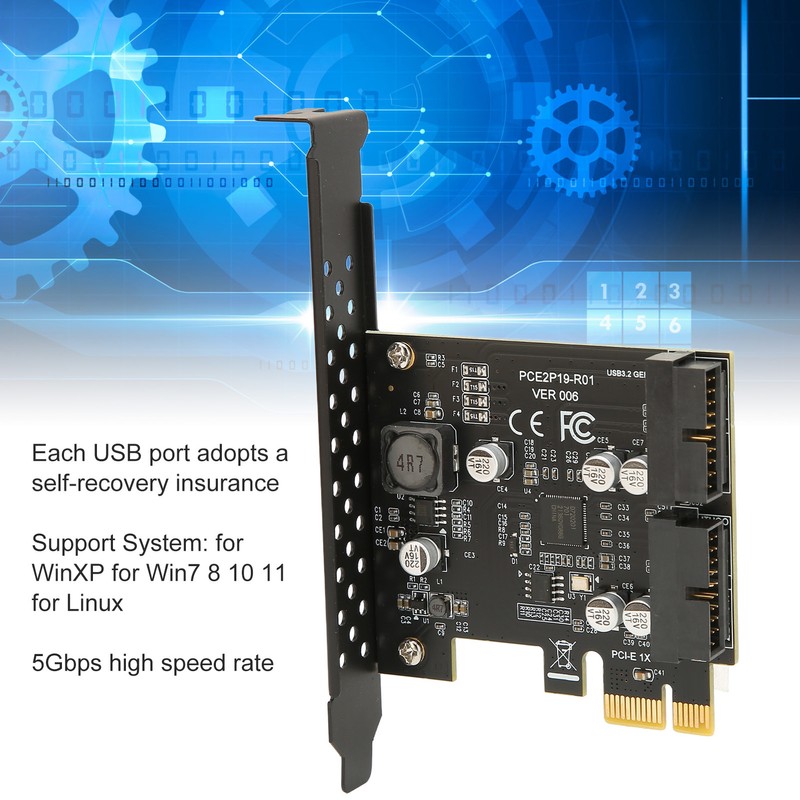 PCIE to USB 3.2 Expansion Card 5Gbps High Speed USB3.2