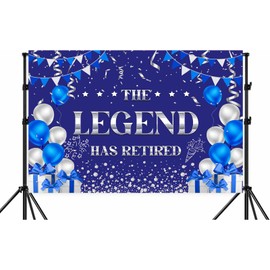 Retirement Party Decorations,The Legend Has Retired Backdrop,Blue Silver Retire Sign Banner for Men and Women,Happy Retirement Party Supplies -7x5FT