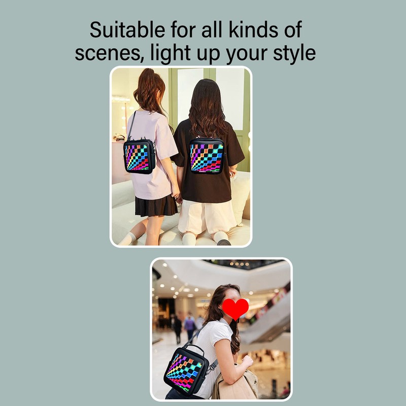 LED Backpack with Programmable Screen Colorful Sign Panel Smart Bluetooth