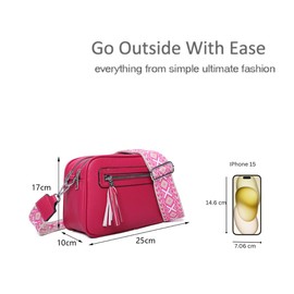 Womens Double Zip Tassel Charm Lightweight Handbag Shoulder Crossbody Bag -BLACK