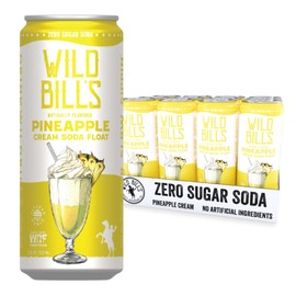 Pineapple - Wild Bill's Zero Sugar Cream Soda, Zero Artificial Colors, Flavors or Preservatives, Naturally Sweetened (Individual 12oz Cans,12-Pack)