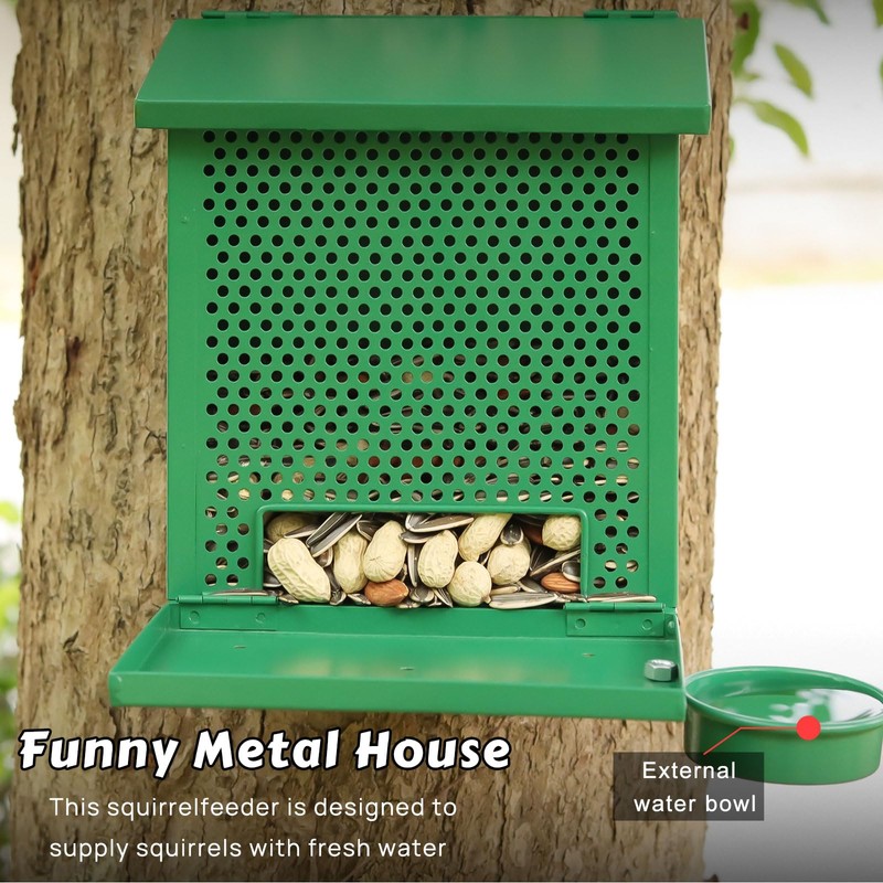 Gavinjitao Squirrel Feeders for Outside，Squirrel Feeder with Foldable Metal Front