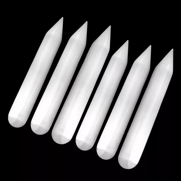 Handmade by mmCrystals Natural Selenite Crystal Massage Wand " Smooth