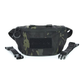 Zentauron Waist Bag Modular 1.8 L Bum Bag 2 Compartments MOLLE Removable Strap Tactical Belt Bag, Multicam Black