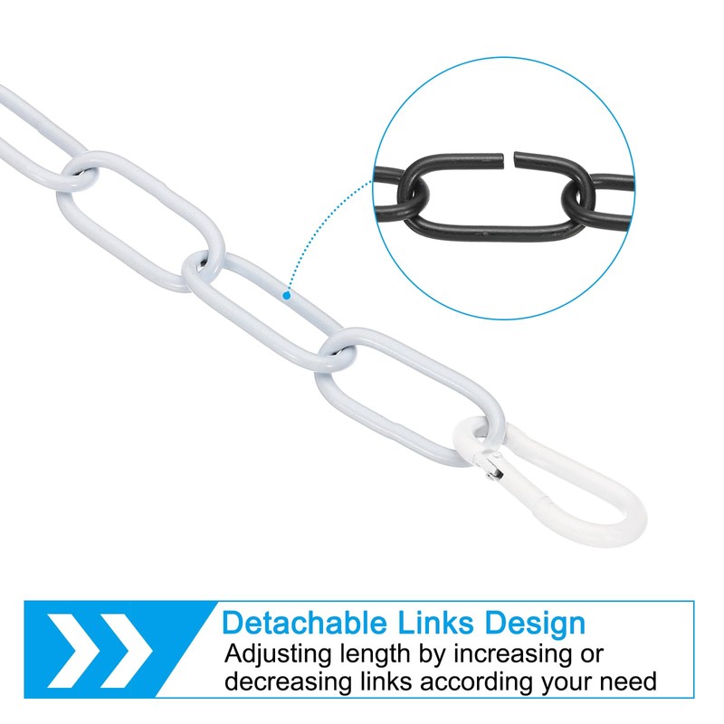 PATIKIL 6ft White Surface Lighting Hanging Chain Metal Loop Chain