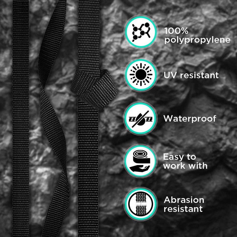 TECEUM 2 Inch Webbing – Black – 10 Yards –