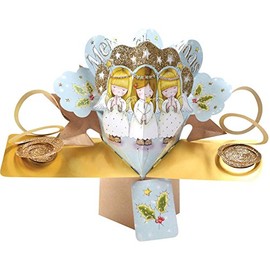 3D Pop Up Christmas Card with Envelope Angels and Glitter Merry Christmas Greeting Card