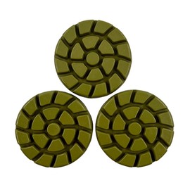 3" Resin Concrete Diamond Polishing Pads, #800 Grit, Dark Resin, Set of 3, 8mm Segment Height, Dry or Wet for Walkbehind Grinders