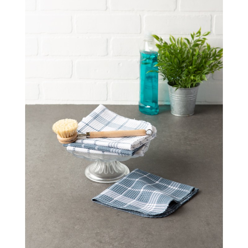 DII Waffle Weave Kitchen Collection, 100% Cotton, Kitchen Set, Blue