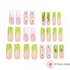 BABALAL Press on Nails Long Square Fake Nails Green French