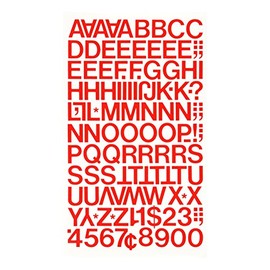 Chartpak Self-Adhesive Vinyl Capital Letters and Numbers, 3/4 Inches High, Red, 94 per Pack (01022)