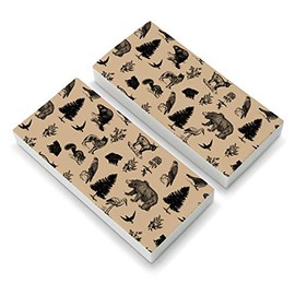 Forest Animals Pattern Moose Bear Wolf Raccoon Birds Eraser Set of 2