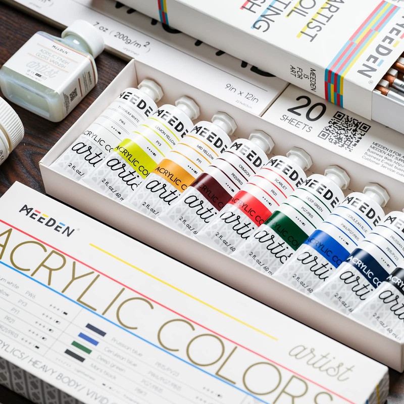 MEEDEN Professional Acrylic Paint Set - Artist Grade Acrylic Paints
