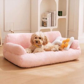pawstrip Cat Couch Bed Soft Pink Dog Bed Washable Pet Sofa Bed Fluffy Kitten Sleeping Cushion Cute Cat Couches for Indoor Cats Self Warming Princess Puppy Bed for Small Dogs