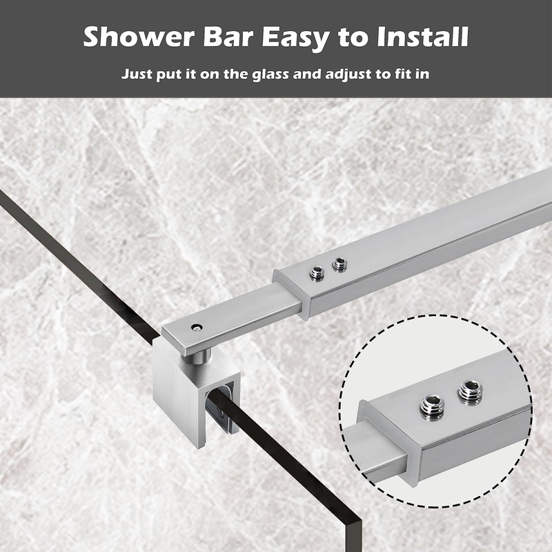 Shower Door Bar Support Rod, 27-47 Inch Adjustable Length, for