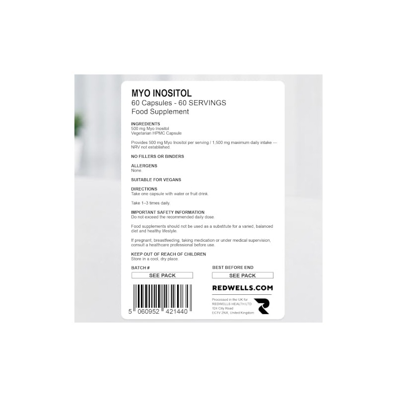 Myo Inositol 500 mg | 60 Capsules | No Fillers