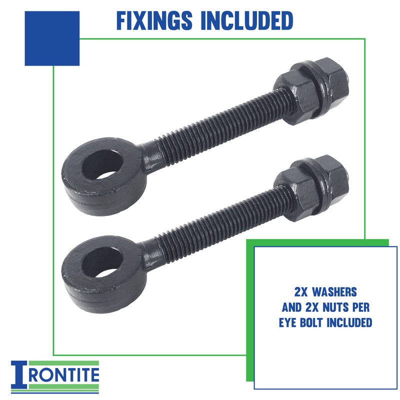 IRONTITE® 2 Pack Black Gate Hinges Eye Bolt, 12mm x