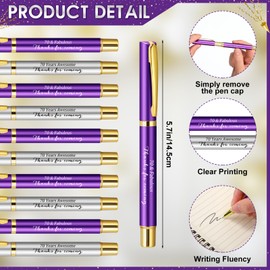 Feifeiya 50 Set 70th Birthday Party Favor for Guest Anniversary Party Favor with Purple and Silver Ballpoint Pens Thank You Cards for Women Men Birthday Souvenirs Anniversary Appreciation Gifts
