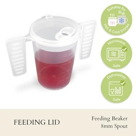 Life With Dignity Wing Handled Beaker with Feeding Lid - Pack of 20 | Adult Beakers for Elderly Dementia Cup Adult Feeding Cup for Elderly Two Handled Feeding Cup Large Spouted Feeding Lid