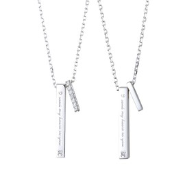 The KISS SPD272DM-273DM Diamond Silver Pair Necklace, Couple, Simple, Stone Silver, Diamond