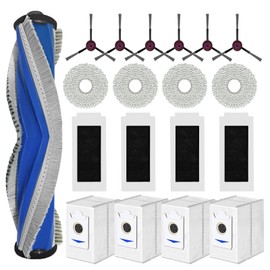 19 PCS Vacuum Accessories for ECOVACS DEEBOT T30S/ T30S Combo/ T30S Pro/ N30 Omni/ N30 PRO Omni/ T30S Care Cleaner Robot, 1 Main Brush, 6 Side Brushes, 4 Mop Cloth Pads, 4 Hepa Filters, 4 Dust Bags