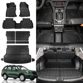 Rongtaod Floor Mats Compatible with 2019-2024 Subaru Forester Trunk Mat Cargo Mat Cargo Liner Back Seat Cover Protector 2023 Forester Accessories (Trunk Mats+Backrest Mats+Floor Mats)