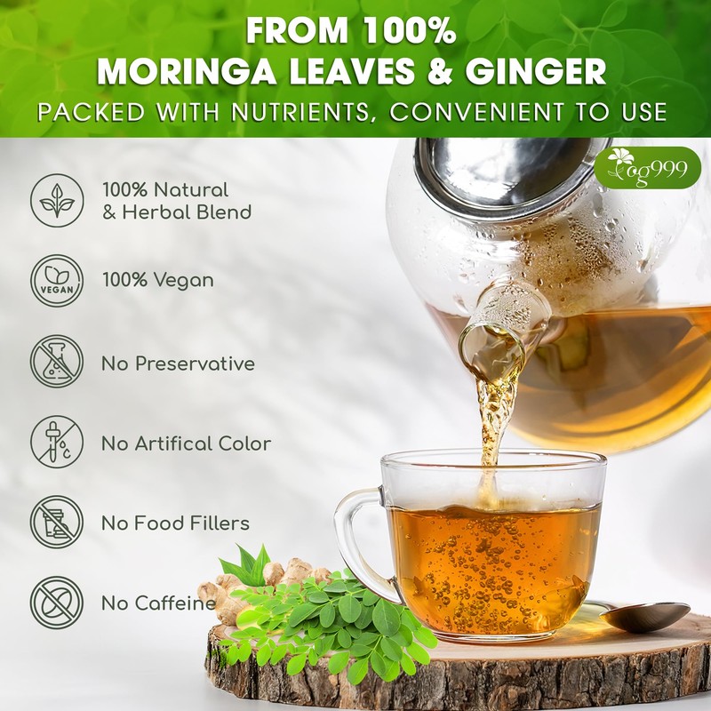TOG999, Permium Moringa Ginger Herbal Tea – 120 Tea Bags