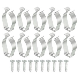 MECCANIXITY T8 Clips Bracket Hanger Fluorescent Tube Light Fixture Holder U Shape Clamps with Screws for LED Bulbs Ceiling Lamp, Steel Pack of 10